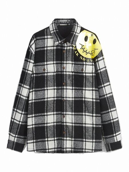 men's casual shirts x love worthy men plaid & expression print drop shoulder shirt t8ol#, White;black
men's casual shirts x love worthy men plaid & expression print drop shoulder shirt t8ol#, White;black
