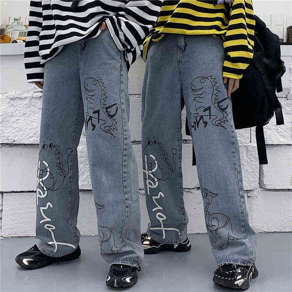 women's jeans varofi coloured drawing jeans high waist loose straight pants little lovely dinosaur pattern kawaii lovely street style j, Blue
women's jeans varofi coloured drawing jeans high waist loose straight pants little lovely dinosaur pattern kawaii lovely street style j, Blue