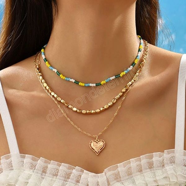 bohemian handmade gold color multi-layers heart pendant necklace women party jewelry, Silver
bohemian handmade gold color multi-layers heart pendant necklace women party jewelry, Silver