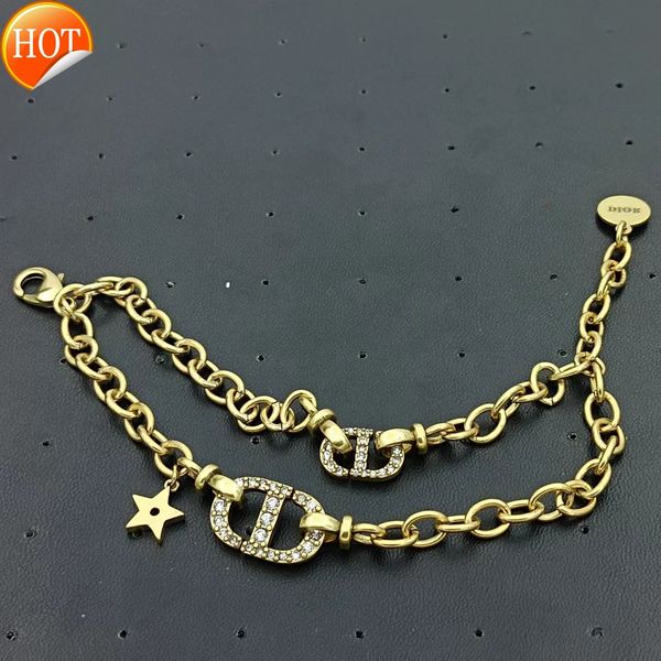 d family di family's new bracelet with diamond letters five pointed star gold small fragrance light luxury double-layer bracelet factor, Black
d family di family's new bracelet with diamond letters five pointed star gold small fragrance light luxury double-layer bracelet factor, Black