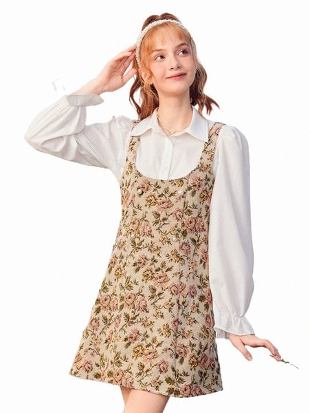 others apparel teen girls bell cuff shirt & allover floral print dress set s5jh#, Black;white
others apparel teen girls bell cuff shirt & allover floral print dress set s5jh#, Black;white