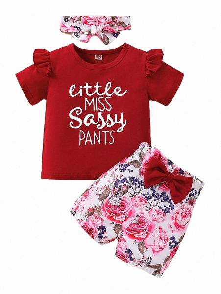 others apparel toddler girls letter graphic ruffle trim tee & bow front shorts & headband 21jg#, Black;white
others apparel toddler girls letter graphic ruffle trim tee & bow front shorts & headband 21jg#, Black;white