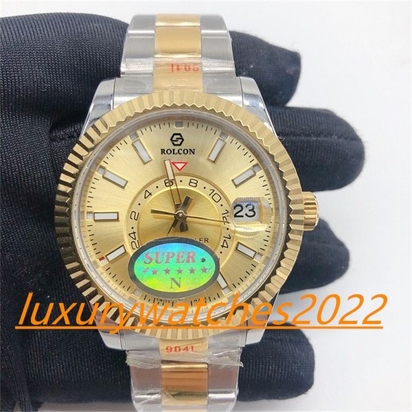 super factory watch 326933 42mm two tone stainless steel automatic movement mechanical ring command gold dial sapphire glass wristwatch, Slivery;brown
super factory watch 326933 42mm two tone stainless steel automatic movement mechanical ring command gold dial sapphire glass wristwatch, Slivery;brown