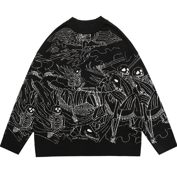 women s sweaters vintage knitted harajuku ukiyo e style skull graffiti pullover autumn streetwear men women cotton knitwear 220906, White;black
women s sweaters vintage knitted harajuku ukiyo e style skull graffiti pullover autumn streetwear men women cotton knitwear 220906, White;black