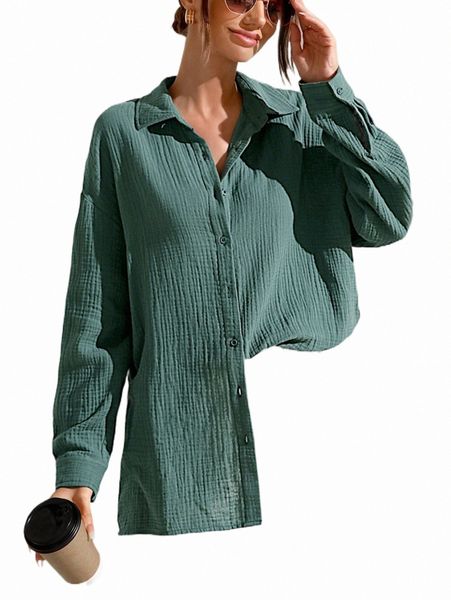 women's blouses & shirts drop shoulder solid longline shirt n9wr#, White
women's blouses & shirts drop shoulder solid longline shirt n9wr#, White