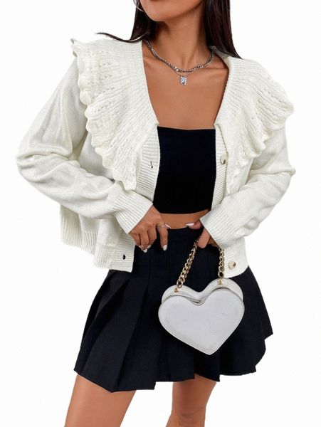 women's sweaters scallop trim statement collar raglan sleeve cardigan h6yb#, White;black
women's sweaters scallop trim statement collar raglan sleeve cardigan h6yb#, White;black