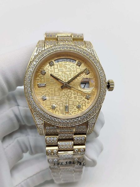 41mm men's automatic watch high qualtiy gold stainless steel strap mens mechanical watches daydate diamond iced out business man wristw, Slivery;brown
41mm men's automatic watch high qualtiy gold stainless steel strap mens mechanical watches daydate diamond iced out business man wristw, Slivery;brown