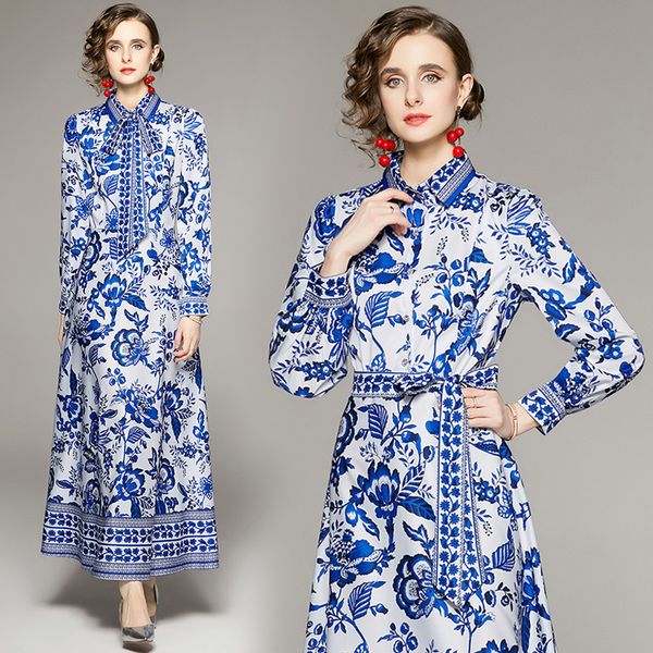 2022 ribbon bow women designer print dress lantern sleeve lapel button maxi pleated dresses fine elegant office lady casual long frocks spri, Black;gray
2022 ribbon bow women designer print dress lantern sleeve lapel button maxi pleated dresses fine elegant office lady casual long frocks spri, Black;gray