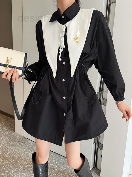 casual dresses designer ys2022 autumn new waist drawstring skirt matching brooch dress, Black;gray
casual dresses designer ys2022 autumn new waist drawstring skirt matching brooch dress, Black;gray
