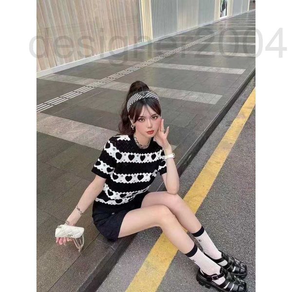 women's knits & tees designer love jacquard hollow stripe sweater women's 2022 summer new color contrast versatile slim round neck, White
women's knits & tees designer love jacquard hollow stripe sweater women's 2022 summer new color contrast versatile slim round neck, White