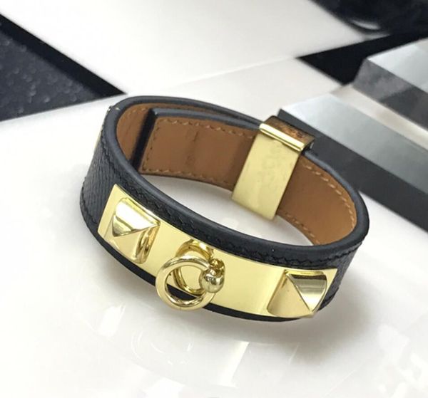 fashion classic bracelet brown brand luxury designer leather punk style for women men bangle charm bracelets, Golden;silver