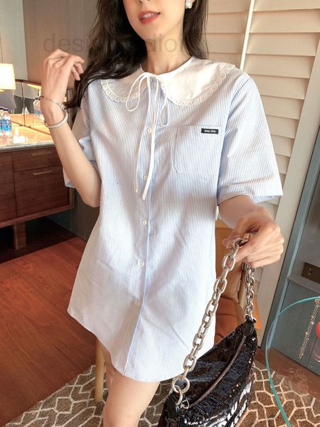 casual dresses designer miu22 spring and summer new striped doll lapel collar decorative lace bow fashion casual short sleeve shirt skirt xd, Black;gray
casual dresses designer miu22 spring and summer new striped doll lapel collar decorative lace bow fashion casual short sleeve shirt skirt xd, Black;gray