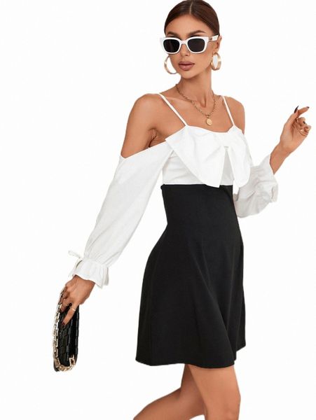 casual dresses two tone big bow front cold shoulder flounce sleeve dress m0rk#, Black;gray
casual dresses two tone big bow front cold shoulder flounce sleeve dress m0rk#, Black;gray