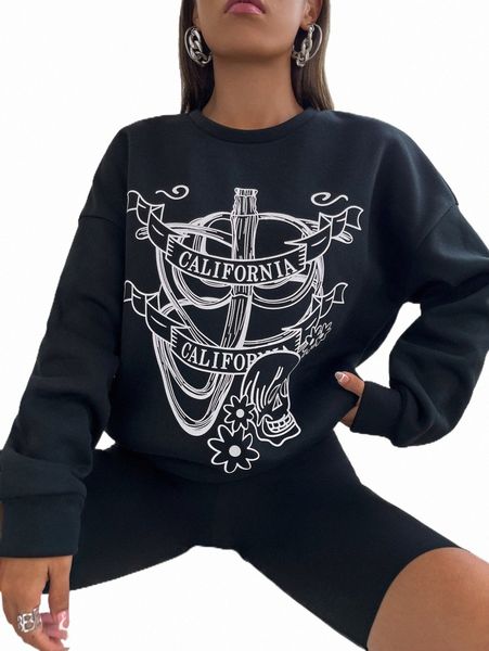 women's hoodies & sweatshirts skull and letter graphic drop shoulder sweatshirt q5ak#, Black
women's hoodies & sweatshirts skull and letter graphic drop shoulder sweatshirt q5ak#, Black