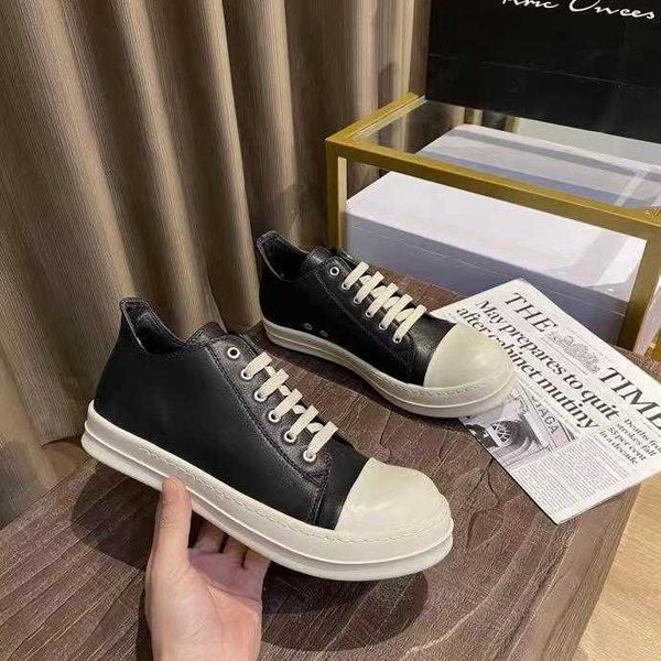 rick dark drk casual shoes genuine leather sneakers rric and shdw women owen designers streetwear loafers show trainer shoe white 35-40 1top, Black
