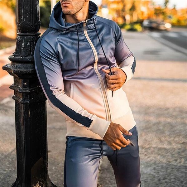 mens tracksuits autumn sweatsuits men tracksuit slim long sleeve zipup hooded sweatshirt and pants suits mens gradient fashion two piece set, Gray
mens tracksuits autumn sweatsuits men tracksuit slim long sleeve zipup hooded sweatshirt and pants suits mens gradient fashion two piece set, Gray