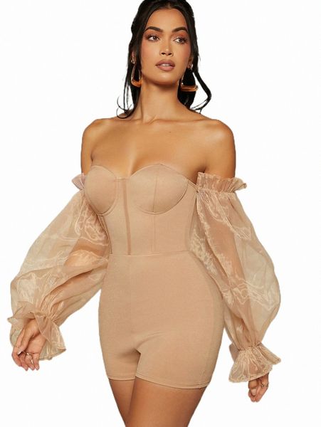 women's jumpsuits & rompers off shoulder corset detail organza ruffle cuff romper n3yy#, Black;white
women's jumpsuits & rompers off shoulder corset detail organza ruffle cuff romper n3yy#, Black;white