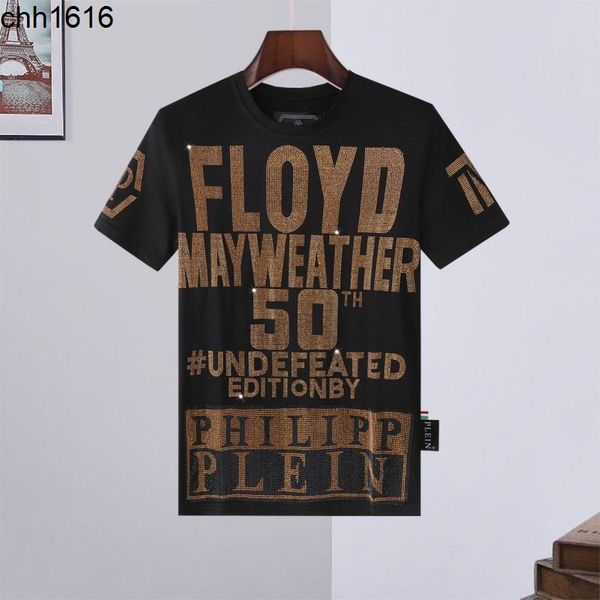 short sleeve t shirt men's personalized pp full of drill letters philip cotton european and american fashion trend shirt, White;black
short sleeve t shirt men's personalized pp full of drill letters philip cotton european and american fashion trend shirt, White;black