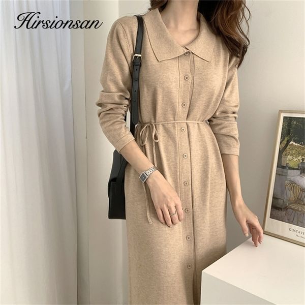 casual dresses hirsionsan autumn winter women sweater turn down collar lace up buttons solid knit elegant lady long 220906, Black;gray
casual dresses hirsionsan autumn winter women sweater turn down collar lace up buttons solid knit elegant lady long 220906, Black;gray