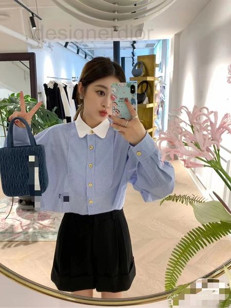 women's blouses & shirts designer mi2022 early autumn new baby collar blue check shirt simple and textured high waist line wide version, White
women's blouses & shirts designer mi2022 early autumn new baby collar blue check shirt simple and textured high waist line wide version, White