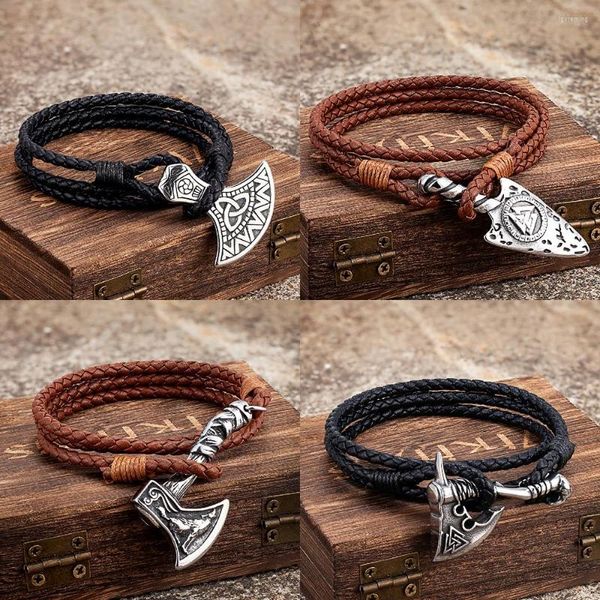 charm bracelets vintage viking style genuine leather wrap men stainless steel norse rune amulet accessories icelandic handmade jewelry, Golden;silver
charm bracelets vintage viking style genuine leather wrap men stainless steel norse rune amulet accessories icelandic handmade jewelry, Golden;silver