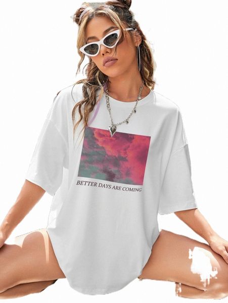women's t-shirt sky and slogan graphic drop shoulder oversized tee 19an#, White
women's t-shirt sky and slogan graphic drop shoulder oversized tee 19an#, White