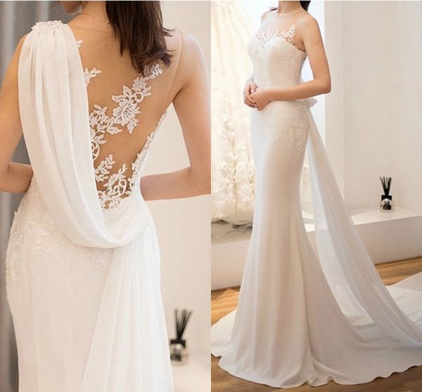 bridal mermaid summer chiffon wedding dress 2023 bridal gown plus size illusion lace appliques customed vestido de noiva, White
bridal mermaid summer chiffon wedding dress 2023 bridal gown plus size illusion lace appliques customed vestido de noiva, White