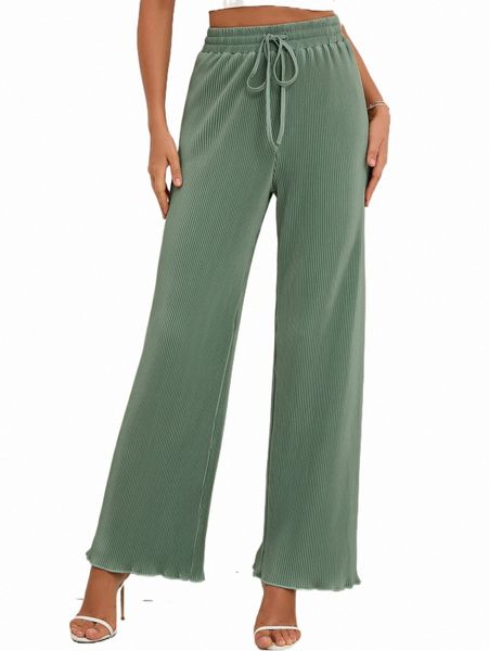 women's pants & capris drawstring waist lettuce trim rib-knit pants r287#, Black;white
women's pants & capris drawstring waist lettuce trim rib-knit pants r287#, Black;white