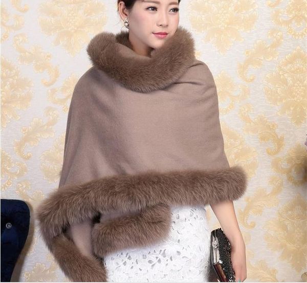 100% wool pashmina cape real fox fur trim all around dinner party khaki 180x60cm, Blue;gray
100% wool pashmina cape real fox fur trim all around dinner party khaki 180x60cm, Blue;gray