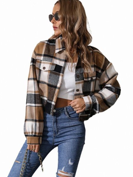 women's jackets plaid print drop shoulder jacket 91yy#, Black;brown
women's jackets plaid print drop shoulder jacket 91yy#, Black;brown