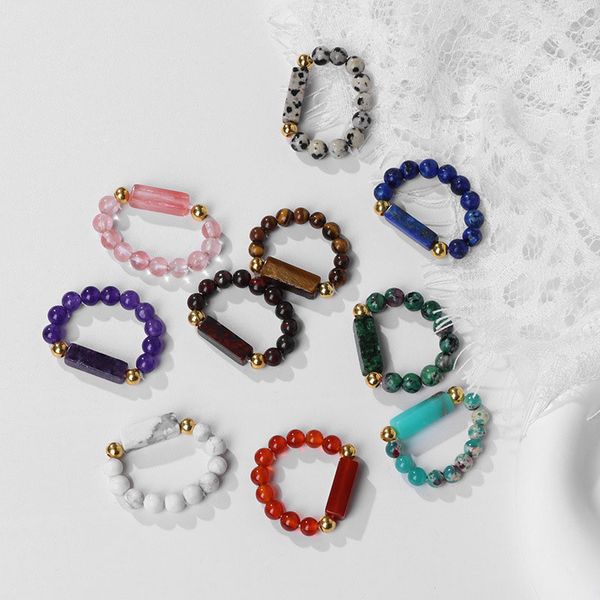 4mm natural crystal stone gold plated beaded band rings for women girl party club decor elastic jewelry, Silver
4mm natural crystal stone gold plated beaded band rings for women girl party club decor elastic jewelry, Silver