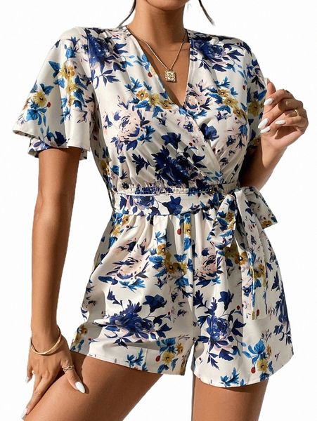 women's jumpsuits & rompers petite floral print butterfly sleeve belted romper q5qv#, Black;white
women's jumpsuits & rompers petite floral print butterfly sleeve belted romper q5qv#, Black;white
