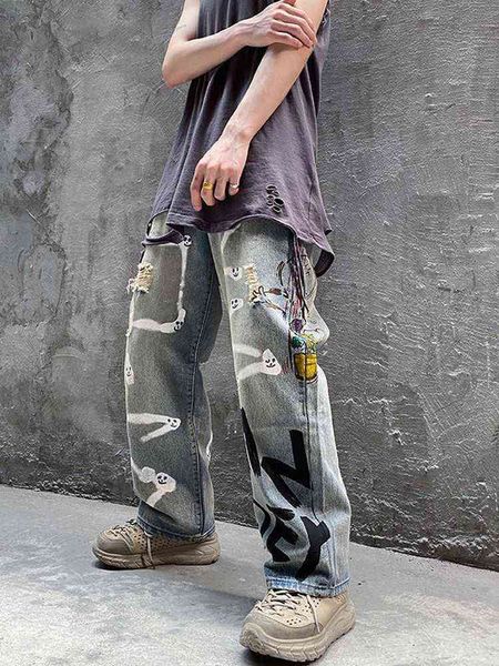 women's jeans graffiti jeans men women ripped trousers 2022 spring autumn high street hip-hop style personality loose straight jeans tr, Blue
women's jeans graffiti jeans men women ripped trousers 2022 spring autumn high street hip-hop style personality loose straight jeans tr, Blue
