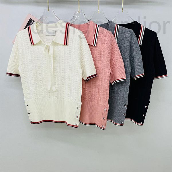 women's knits & tees designer summer new polo neck short sleeve t-shirt color contrast lace up bow to show thin age reducing college st, White
women's knits & tees designer summer new polo neck short sleeve t-shirt color contrast lace up bow to show thin age reducing college st, White