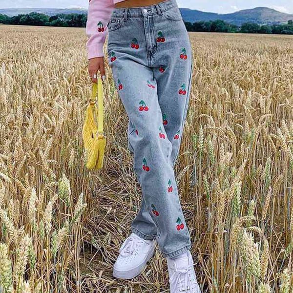 women's jeans autumn fashion womens pants denim trousers cherry embroidered y2k baggy high waist streetwear straight boyfriend jeans t2, Blue
women's jeans autumn fashion womens pants denim trousers cherry embroidered y2k baggy high waist streetwear straight boyfriend jeans t2, Blue