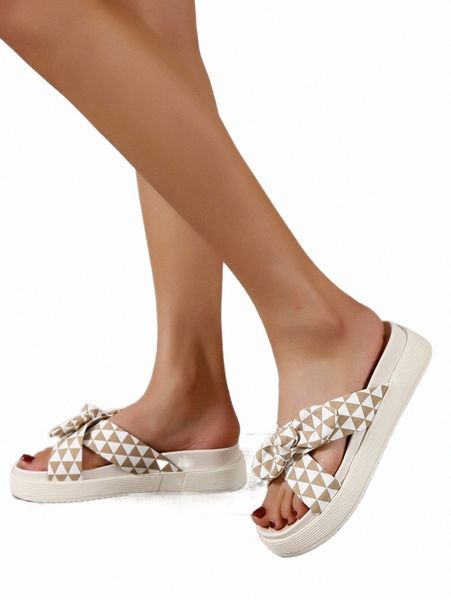 others apparel geometric pattern bow decor flatform slide sandals d0uw#, Black;white
others apparel geometric pattern bow decor flatform slide sandals d0uw#, Black;white