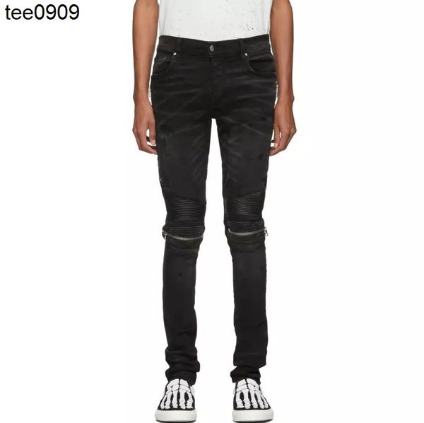 fashion brand fashion jeans leather zipper slim fit jeans men's and women's high street, Blue
fashion brand fashion jeans leather zipper slim fit jeans men's and women's high street, Blue