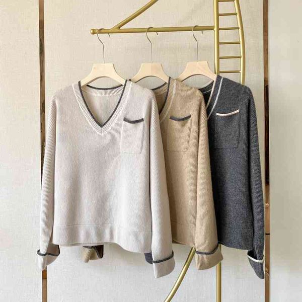 women's knits tees 100% cashmere bc original yarn thickened v-neck stud chain loose shoulder sleeve cashmere sweater women, White
women's knits tees 100% cashmere bc original yarn thickened v-neck stud chain loose shoulder sleeve cashmere sweater women, White