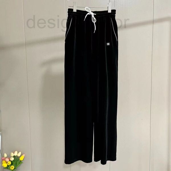 women's pants & capris designer ce22 autumn velvet are small and eye-catching black wide leg version waist clip technology fashionable, Black;white
women's pants & capris designer ce22 autumn velvet are small and eye-catching black wide leg version waist clip technology fashionable, Black;white