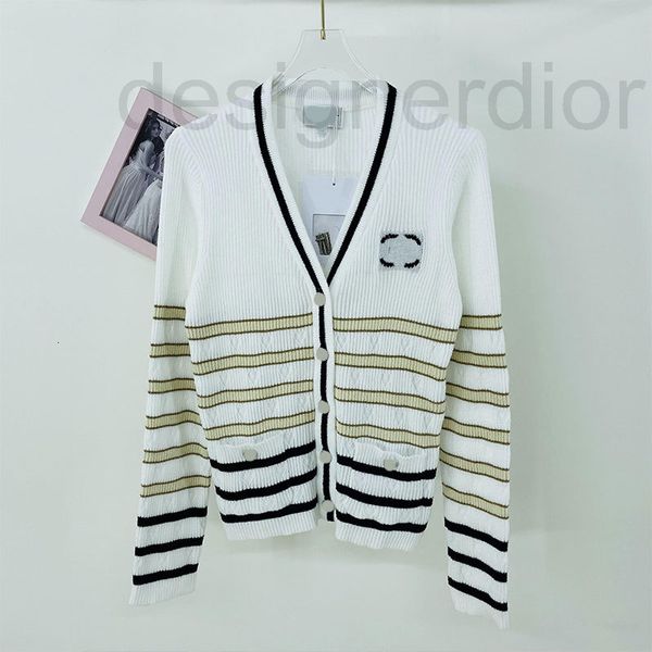 women's knits & tees designer small fragrance autumn v-neck long sleeve sweater single breasted stripe contrast letter embroidery doubl, White
women's knits & tees designer small fragrance autumn v-neck long sleeve sweater single breasted stripe contrast letter embroidery doubl, White