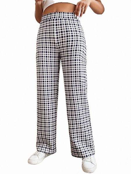 women's pants & capris petite gingham print straight leg pants o0we#, Black;white 
women's pants & capris petite gingham print straight leg pants o0we#, Black;white