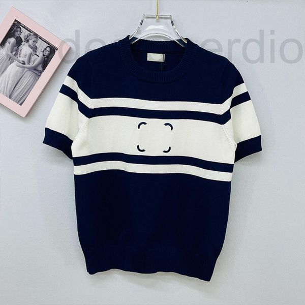 women's knits & tees designer ce home french embroidery stripe round neck short sleeve t-shirt thin stitched fashion lady female fmar, White
women's knits & tees designer ce home french embroidery stripe round neck short sleeve t-shirt thin stitched fashion lady female fmar, White
