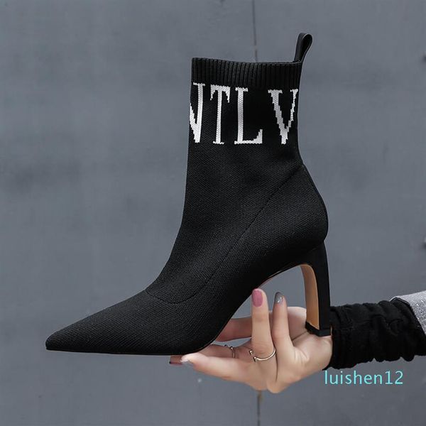 2020 newblack stretch sock shoes ankle for women high heel winter luxury shoes women designers booties woman l12247r, Black
2020 newblack stretch sock shoes ankle for women high heel winter luxury shoes women designers booties woman l12247r, Black