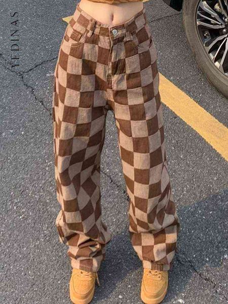 women's jeans yedinas streetwear brown plaid boyfriend jeans for women bottom korean fashion high waist denim straight jeans feminino r, Blue
women's jeans yedinas streetwear brown plaid boyfriend jeans for women bottom korean fashion high waist denim straight jeans feminino r, Blue
