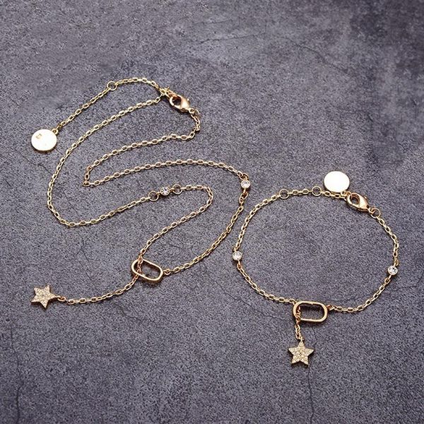 luxury designer women bracelet necklaces fashion jewelry sets star pendant with letter stamps brass beads chain for party 204y, Silver
luxury designer women bracelet necklaces fashion jewelry sets star pendant with letter stamps brass beads chain for party 204y, Silver