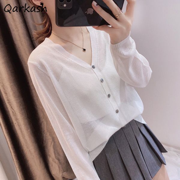 women's knits tees cardigan women thin summer simple korean style elegant comfortable knitting chic sweater all match soft single breas, White
women's knits tees cardigan women thin summer simple korean style elegant comfortable knitting chic sweater all match soft single breas, White