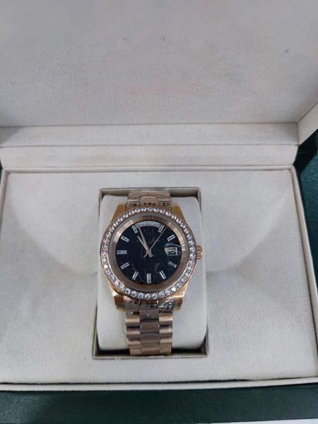 with original box luxury watches 41mm mens 18k yellow gold black dial bigger diamond automatic fashion brand men's watch wristwatch 202, Slivery;brown
with original box luxury watches 41mm mens 18k yellow gold black dial bigger diamond automatic fashion brand men's watch wristwatch 202, Slivery;brown
