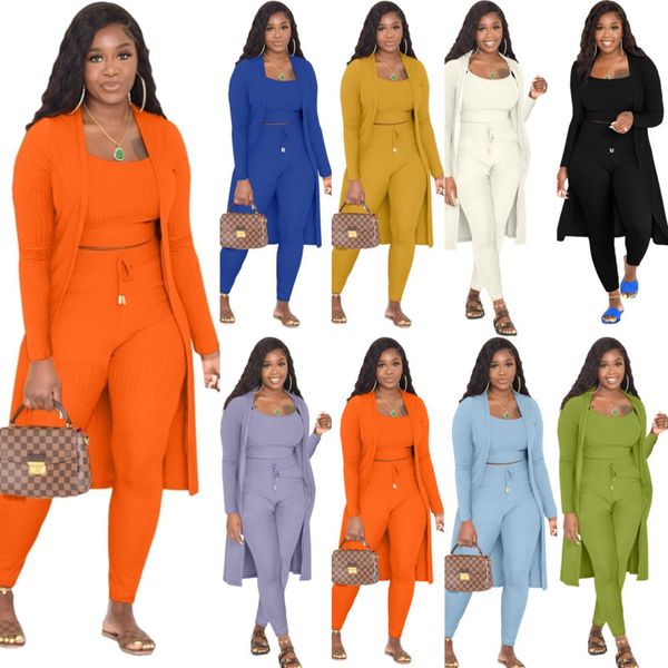 2023 womens tracksuits tank 3 piece set rib knit long sleeve cardigan coat cloak outfit elegant strech leisure suits, Gray
2023 womens tracksuits tank 3 piece set rib knit long sleeve cardigan coat cloak outfit elegant strech leisure suits, Gray
