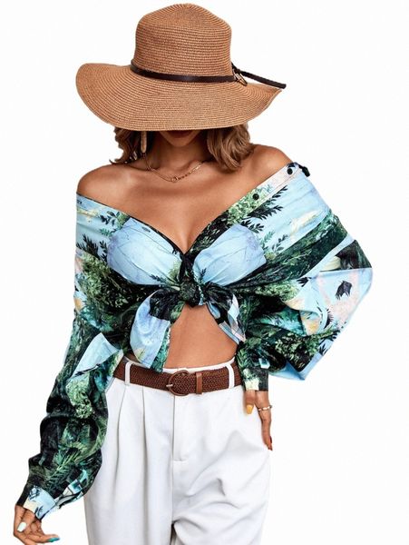 women's blouses & shirts plants print drop shoulder shirt s87f#, White
women's blouses & shirts plants print drop shoulder shirt s87f#, White