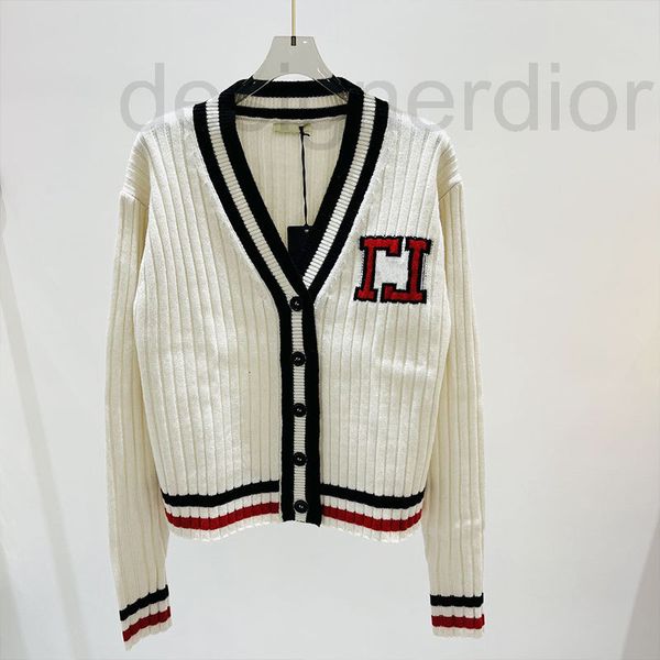 women's knits & tees designer autumn new v-neck long sleeve single breasted sweater letter jacquard color contrast stripe men's an, White
women's knits & tees designer autumn new v-neck long sleeve single breasted sweater letter jacquard color contrast stripe men's an, White